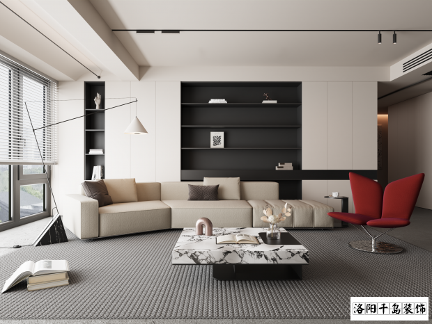 洛陽(yáng)河風(fēng)雅敘極簡(jiǎn)風(fēng)客廳裝修案例