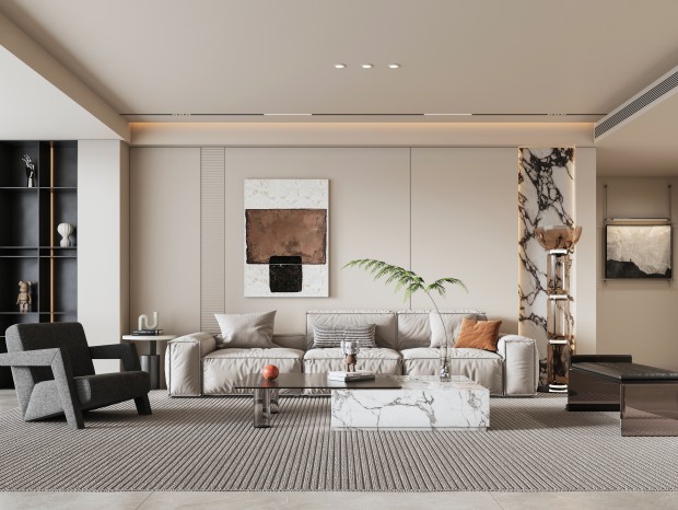 洛陽意式極簡風(fēng)客廳裝修案例